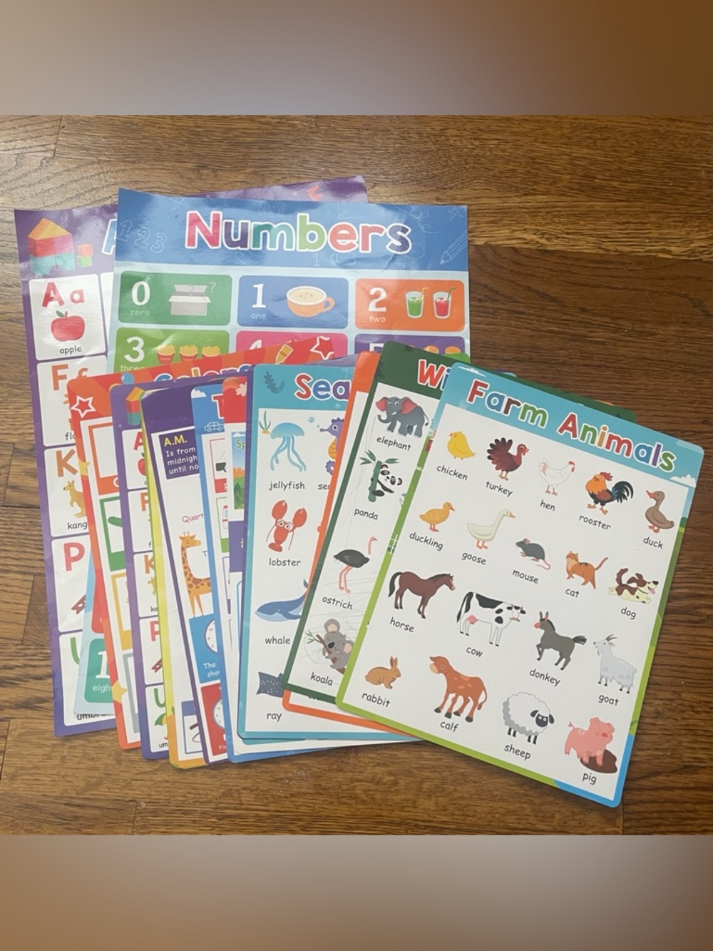 Educational Kids Toys Flash Cards - Farm Animals & Numbers - Multicolor